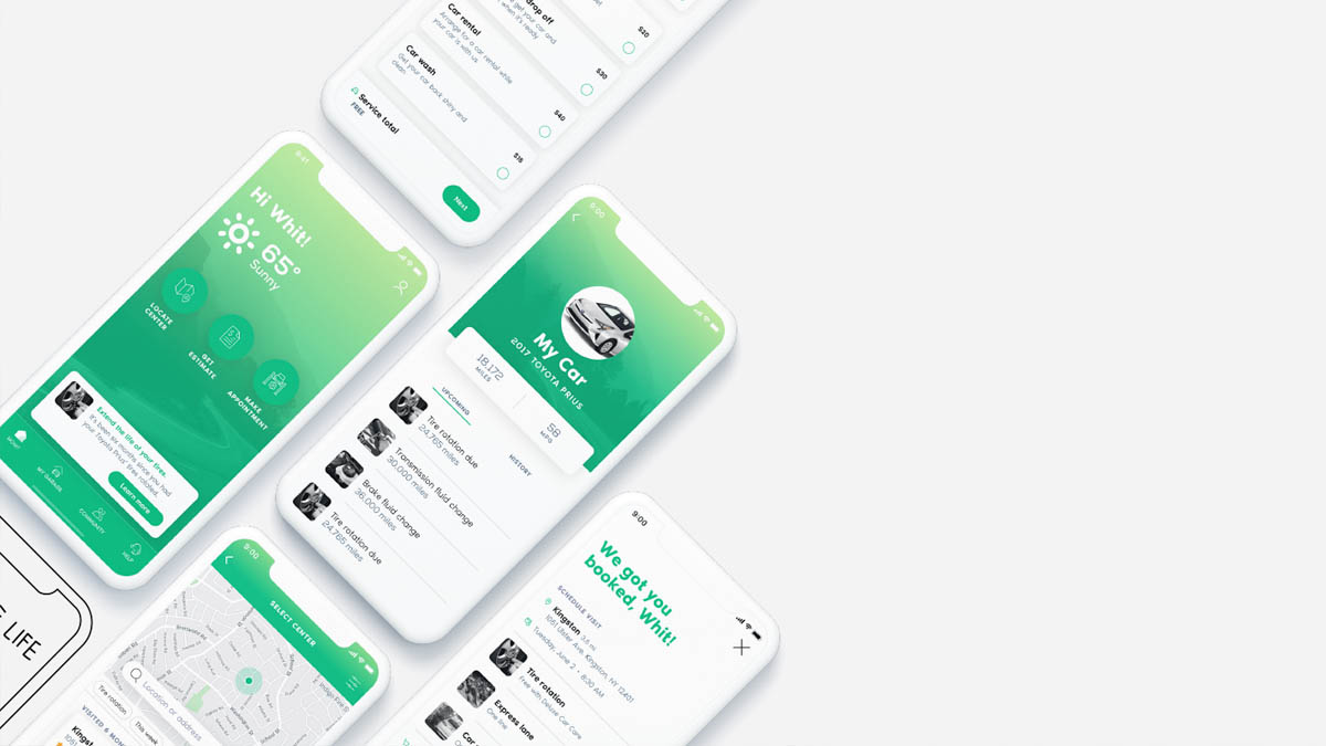 Mobile phone interface mock-up, green